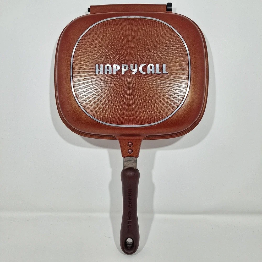 Happycall Double Sided Frying Pan Grill Camping Red NonStick Magnetic Close AH04